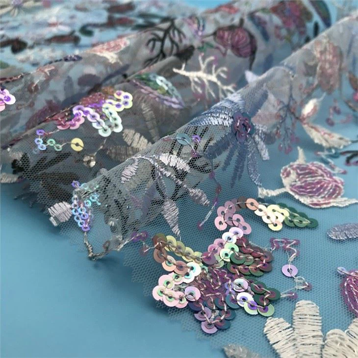 Flower Sequin Embroidery Fabric